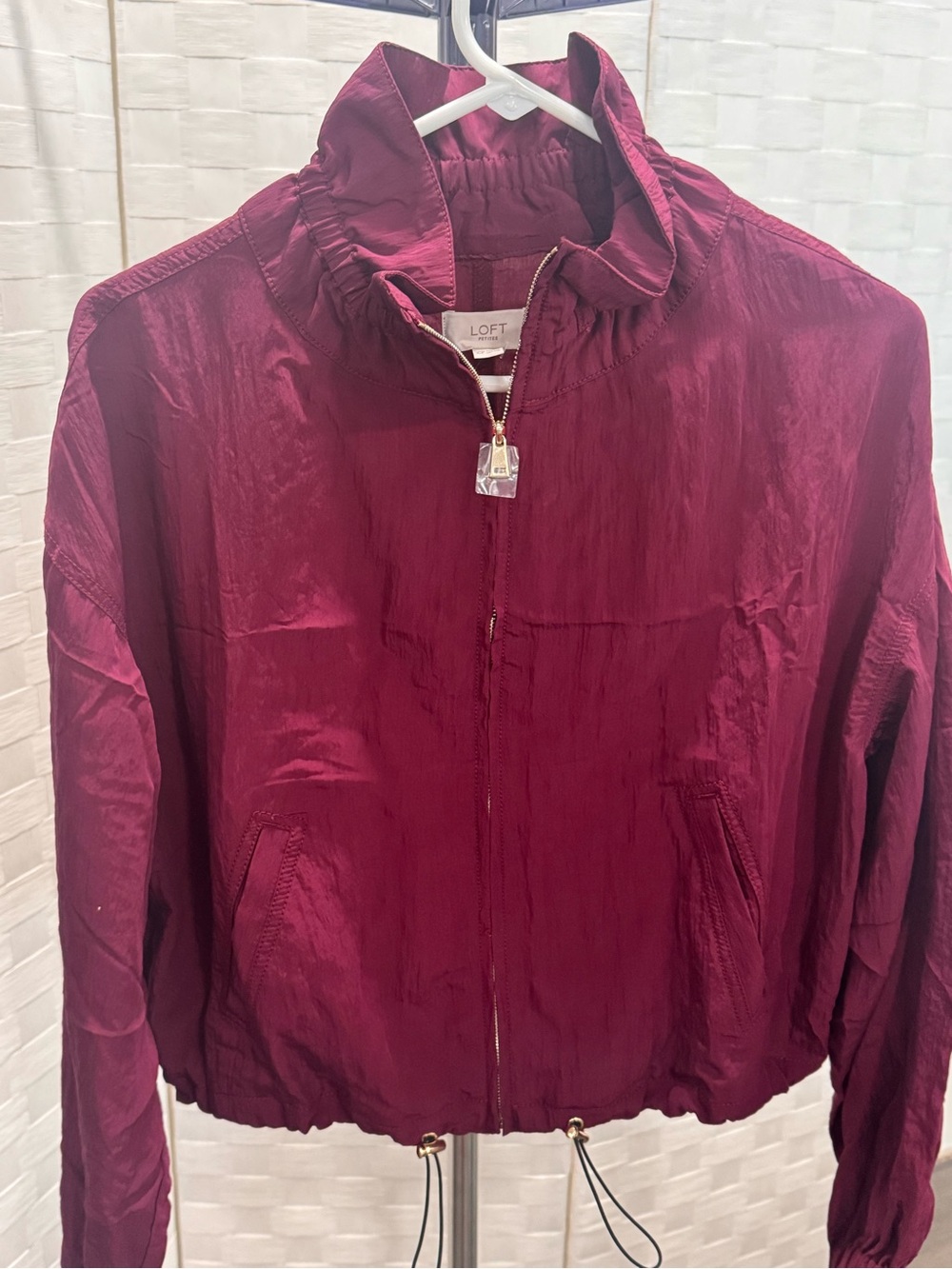 LOFT Petite Ruffle Collar Bomber Jacket